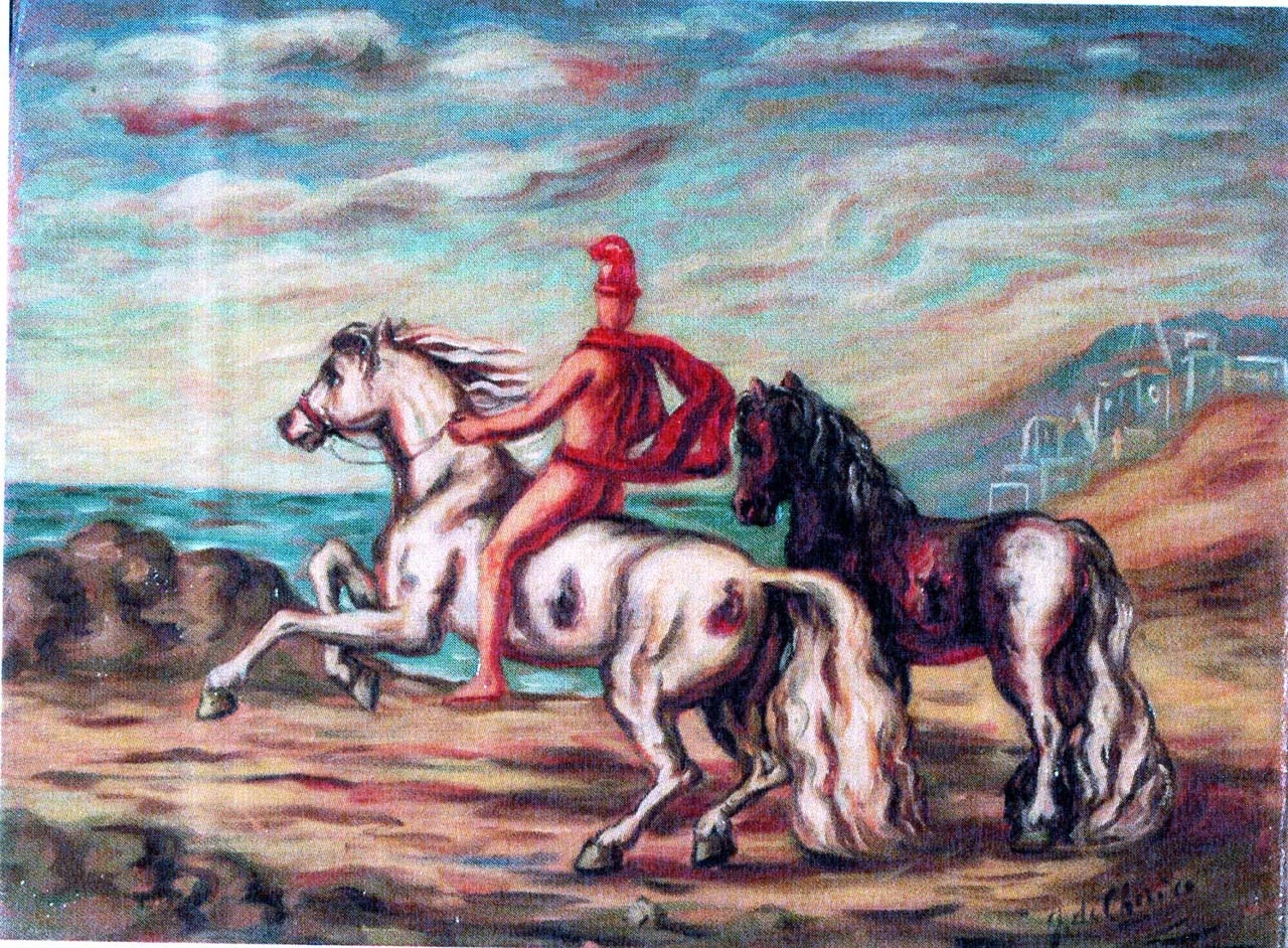 Giorgio De Chirico - Cavalli con cavaliere, Bobbio, Piacenza